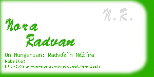 nora radvan business card